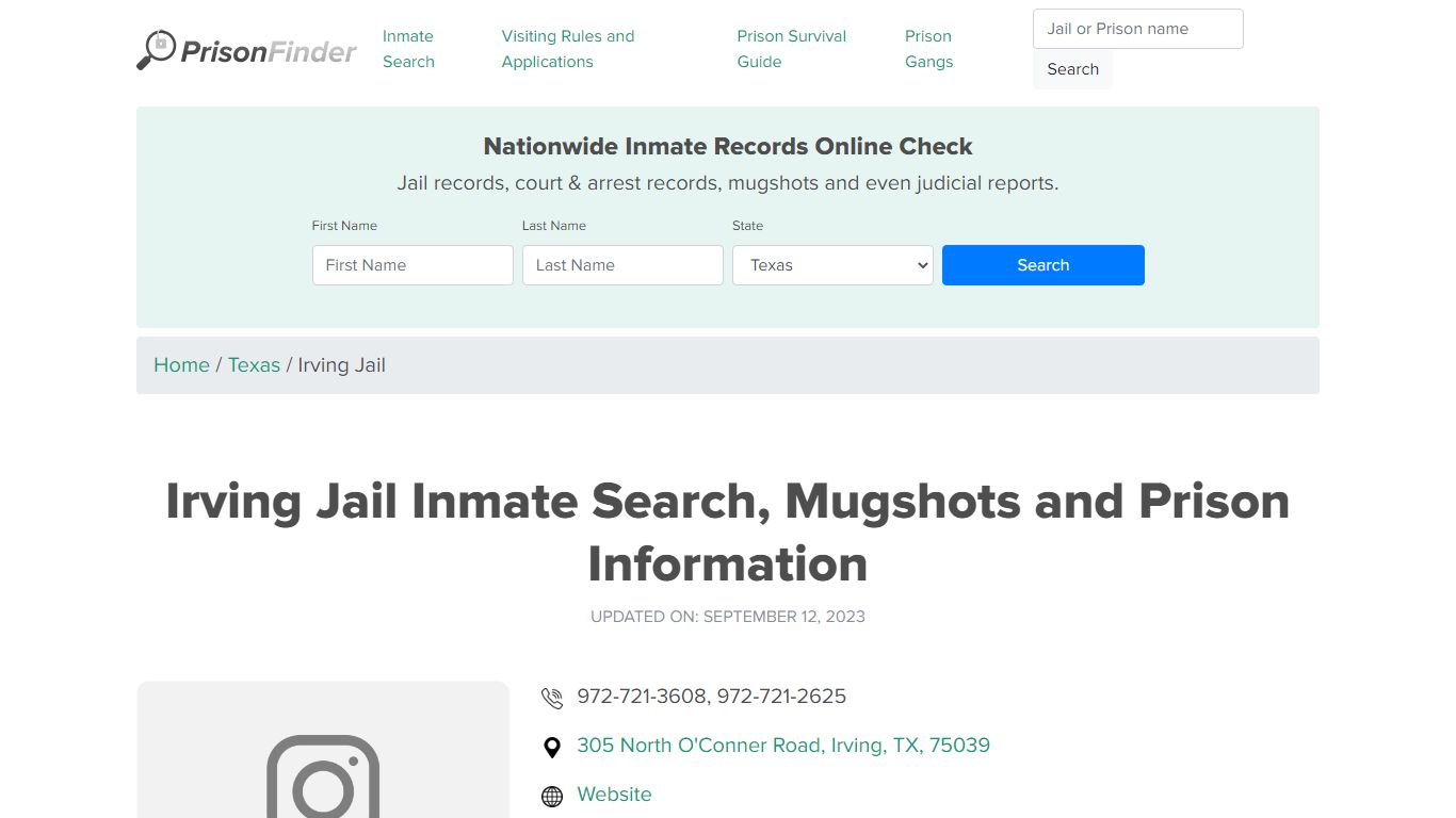 Irving Jail Inmate Search, Mugshots and Prison Information